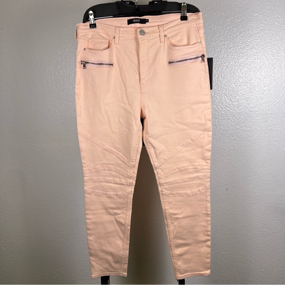 Hudson Women’s Peach Skinny Jeans with Zipper Details Size 32